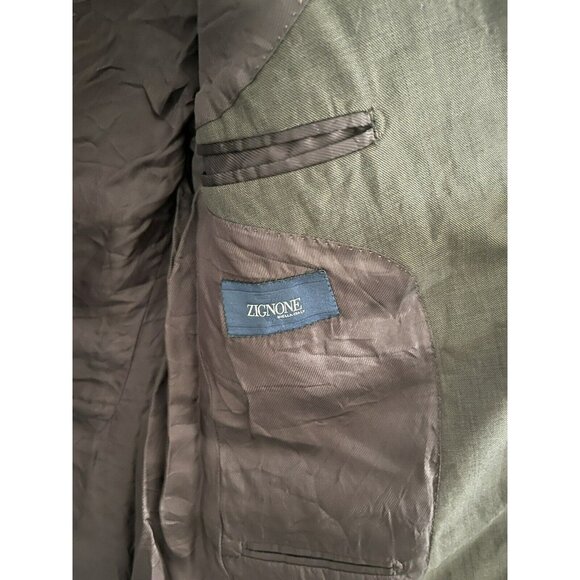 Zignone Men’s Suit Jacket Olive Made In Italy.  Size 38R - Picture 7 of 10